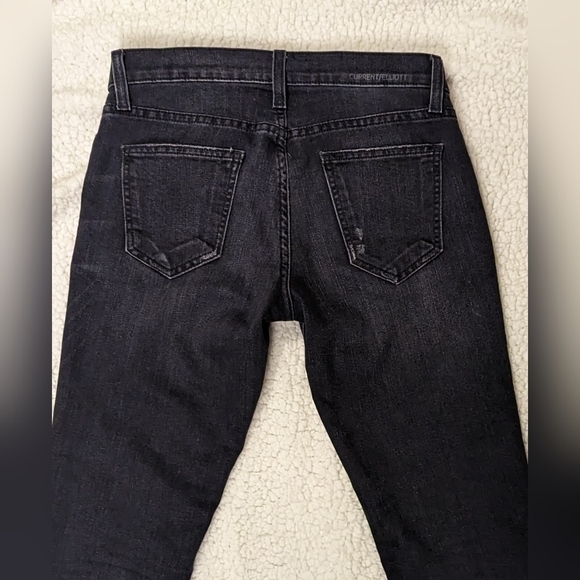 EUC Current/Elliott washed black raw/cuffed hem distressed straight leg cropped - Picture 7 of 10